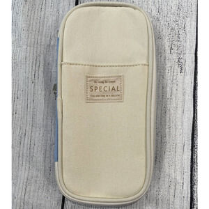 Isuperb Pencil Case light blue canvas organizer cosmetic bag N10